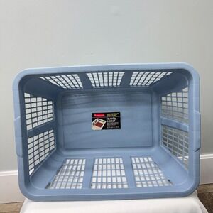 Rubbermaid Laundry Basket Blue Plastic Vented Lightweight Storage Bin
